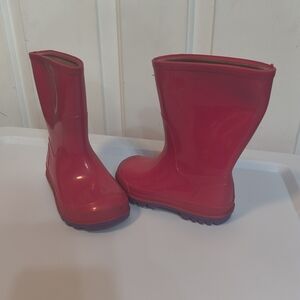 Girls Pink Rubber Rainboots Kids 7-8